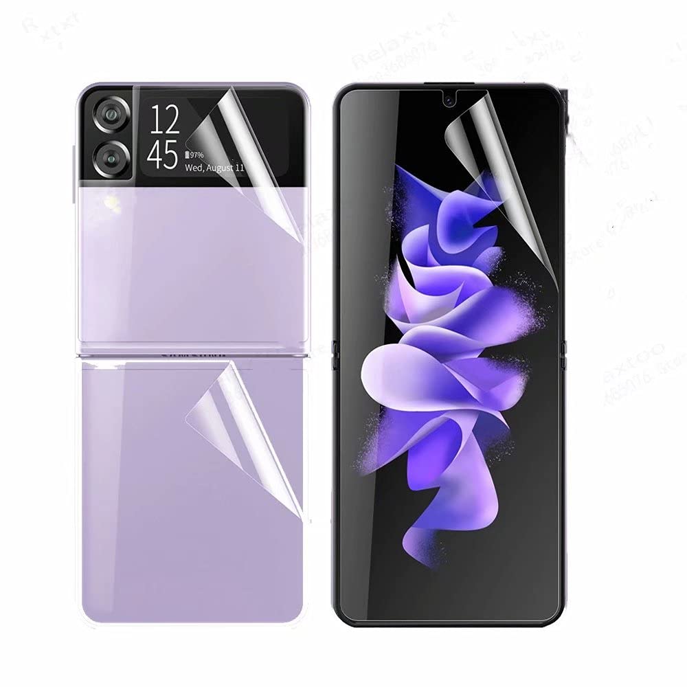 FTRONGRT Screen Protector + Back Film Samsung Galaxy Z Flip 3 Screen Protector, Soft Hydrogel Film, Explosion Proof, Suitable for Screen Protector of Samsung Galaxy Z Flip 3.Transparent