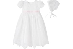 pureborn Baby Girl's Christening Dress Baptism Dress Tulle Special Occasion Dress