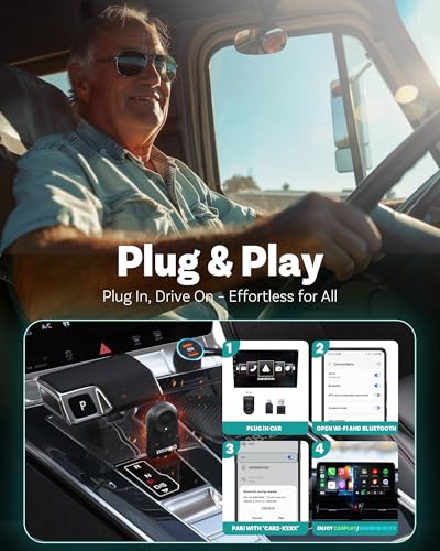 OTTOCAST Mini 2025 Adaptador automatico inalámbrico CarPlay/Android 2 en 1,WiFi de 5 GHz,conexión automática para Coches 2016+