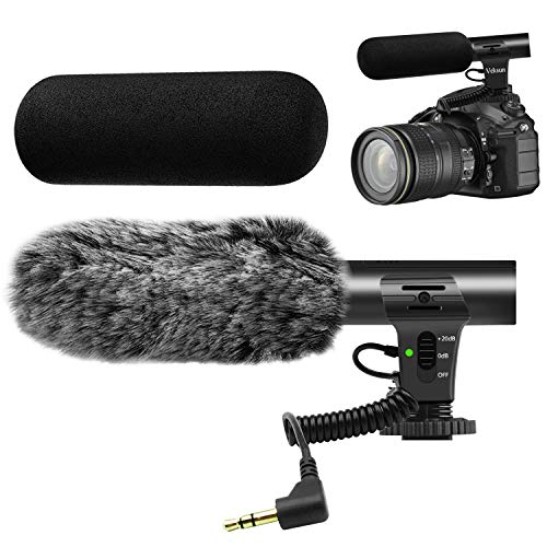 Camera Microphone,Veksun Video Microphone for DSLR Interview Shotgun Mic for Canon Nikon Sony Panasonic Fuji Videomic with Windscreen 3.5mm Jack (Best Mid Range Nikon Dslr)