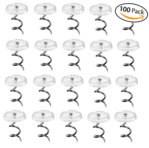 Fabric Twisty Pins with Clear Heads for Upholstery, Bedskirts, Slip Covers, and Other Materials - Sewing Supplies Essential - 100 Pack - By Home Sewing Depot