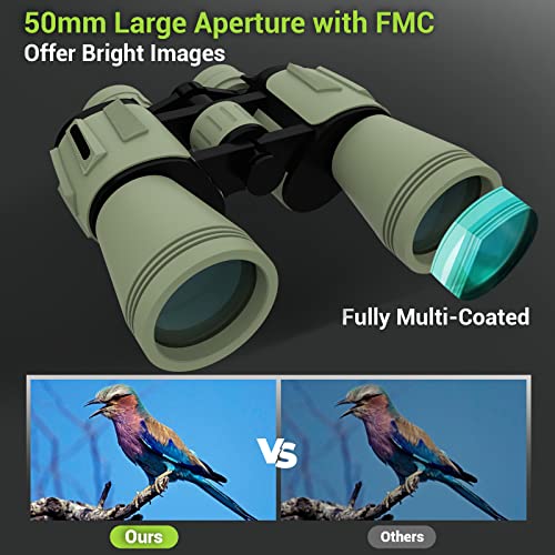 12X50 Binoculars for Adults, High Power BAK4 FMC Binocs Lightweight for