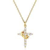 iMiibel Crown Cross Necklace for Women,Crown Cross Pendant Necklace Simple Cubic Zirconia Necklaces Faith Cross Jewelry First Communion Necklace