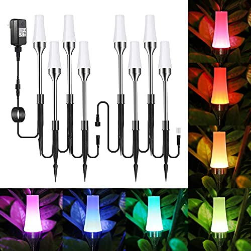 ECOWHO Pathway Lights, 8 Pack RGB Color Changing Low Voltage Landscape