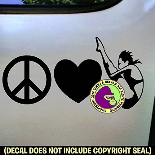 PEACE LOVE SPRINGBOARD DIVER FEMALE Vinyl Decal Sticker A