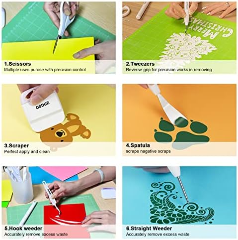 Strumenti Set Base, Set di 6 Strumenti per Diserbo in Vinile, Utensili per Scrapbooking, Silhouette, Lettering, Scritte — foto 4 di 8