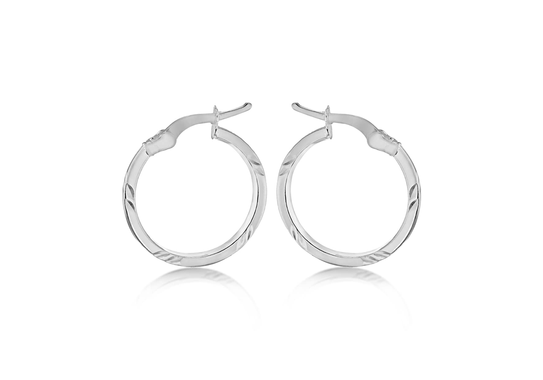 Tuscany Silver Women's Sterling Silver 17.5 mm Patterned Hoop Earrings