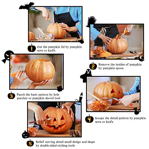 HuaQi Halloween Pumpkin Carving Kit, Halloween Heavy Duty Stainless Steel Pumpkin Carving Tools with Carrying Case