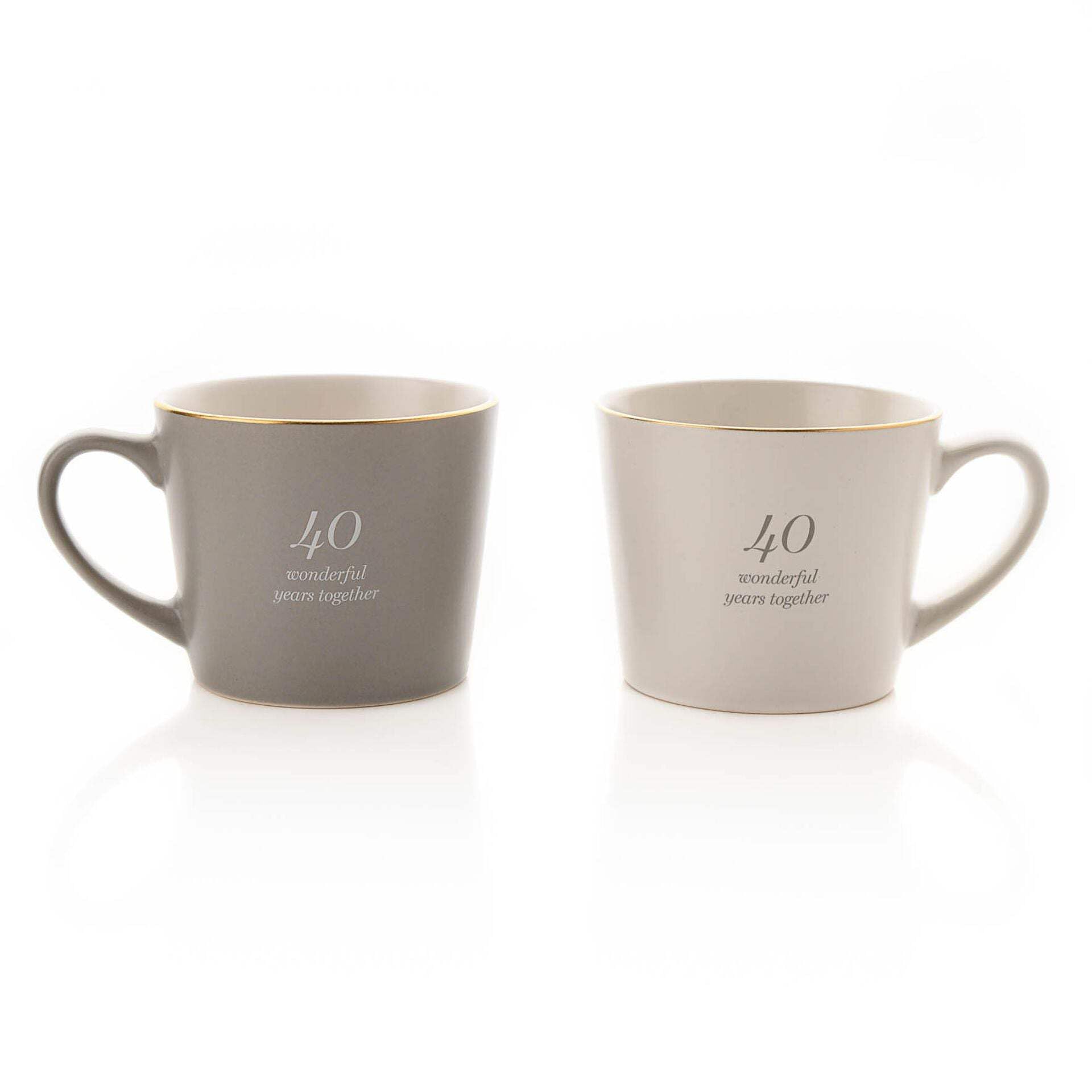 Widdop Anniversary Mug Set - 40 Wonderful Years, Grey and White