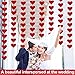 100 Hanging Hearts Garland for Valentines Day Decorations Red Heart Felt Garland Home Birthday Wedding Anniversary Party Supplies, Graduation Events Accessories, Set of 4