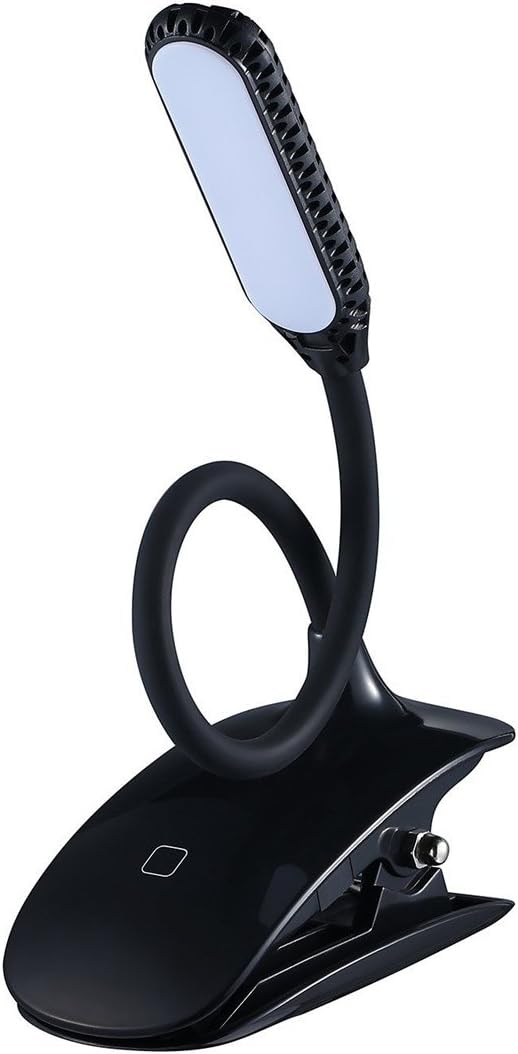 Clip Reading Lamp, LightsGoal LED Book Lights, Touch Switch Portable Light, USB Rechargeable 3 Levels Dimmable Desk Lamp with Non-slip Base