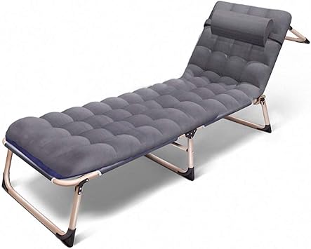 Amazon Vixa 折りたたみベッド 三つ折り四脚折りチェアーベッド アウトドア ベッド 簡易ベッド リクライニング式 4段階調整 通気性 コンパクト アウトドアチェア リクライニングベッド 組み立て簡単 キャンプ ビーチ 室内 仮眠 残業 防災用 枕付き 耐荷重 0kg グレー