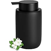 Hand Soap Dispenser for Bathroom Decro, Ceramic Liquid Pump Bottles Refillable Dish Dispenser for Kitchen Farmhouse Colleage Dorm, Matte Black