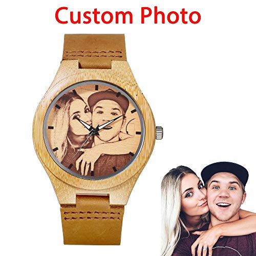 Customized Wooden Men Watch,Print Photo Special OEM Couple Watches for Men Women Unique Gift (Sketch Print with Photo)
