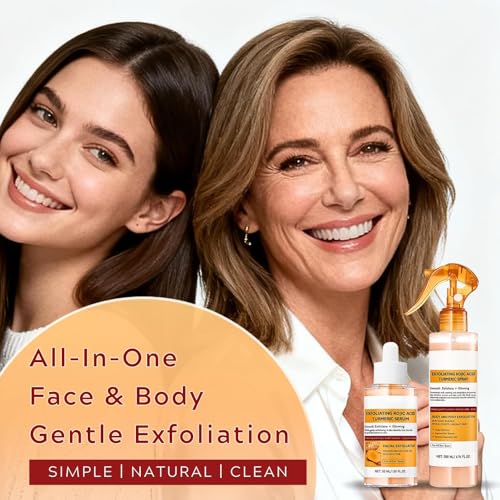 LBOYLOVE® 2 PCS Body Keratin Care Turmeric Spray & Exfoliating Serum for Face, Gently Exfoliating Peeling & Refines Skin, Turmeric Serum Hydration and Supports Smoother - for All Skin Types