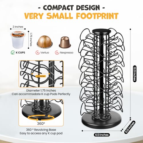 BLACKSMITH FAMILY K Cup Holders k Cup Holder K Cups Holder,K Cup Carousel, Coffee Pods Storage Organizer Stand,Comes All in One Piece,No Assembly Required,1 Count(Capacity of 40 Pods, Black)
