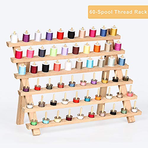 60 Spools Wooden Sewing Thread Rack Organizer Embroidery Thread Holder Sewing Storage Thread Spool Rack Household Quilting