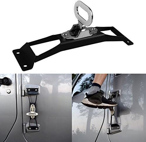 DIYTUNINGS Black Door Hinges Foot Rest Pedal Peg No Drilling for Jeep Wrangler JK JKU Unlimited Rubicon Sahara X Off Road Sport Exterior Accessories Parts 2007-2017