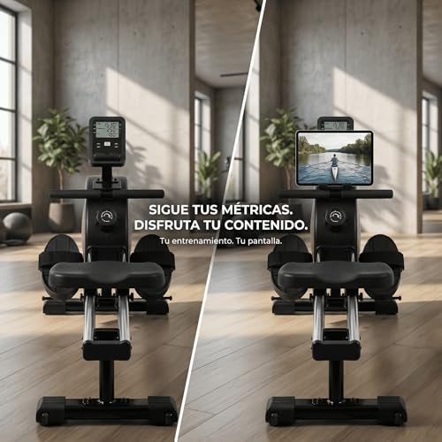 RESTSUKO Remadora Magnética Resistencia Ajustable 8 Niveles - Máquina de Remo con Asiento Ergonómico Ultrasuave, Soporte Tablet y Móvil, Riel Aluminio, Monitor LCD, Entrenamiento Cuerpo Completo