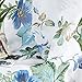 MRTREES Short Tier Curtains Sheer Kitchen Tiers Blue Flower Leaf Printed Bathroom Cotton Blend Tiers 25x36 Inch Half Window Treatment Floral Print Cafe Curtains Rod Pocket Set 2 Panels