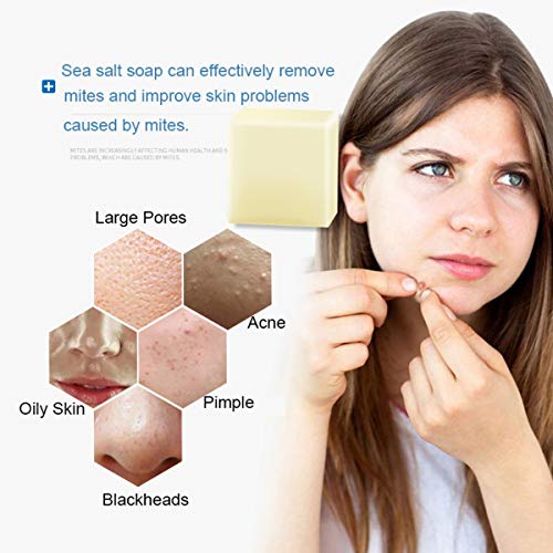 2PCS Sea Salt Soap Bars with Goat's Milk Natural,ROMANTIC BEAR Blackhead & Acne Scars Remover,Anti Cellulite Soap Deep Facial Cleaning For Natural Dry And Oily Skin - Thumbnail 2