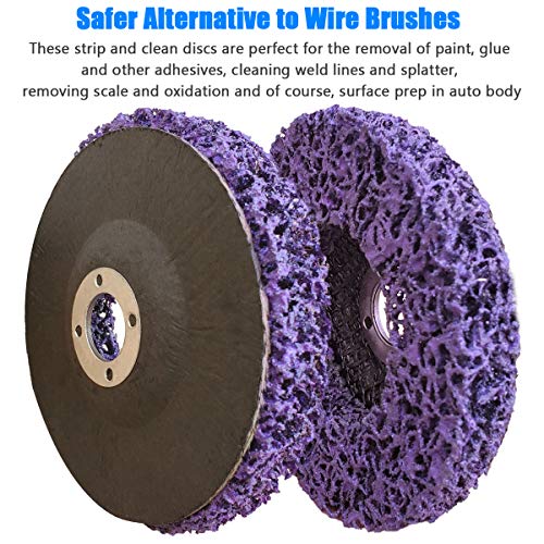 3 Pack 4" 4.5" and 5" Purple Extra Coarse Paint and Rust Stripper Brush, Quick Change Strip & Clean Discs for Metal Wood Fiberglass - Work with Angle Grinders