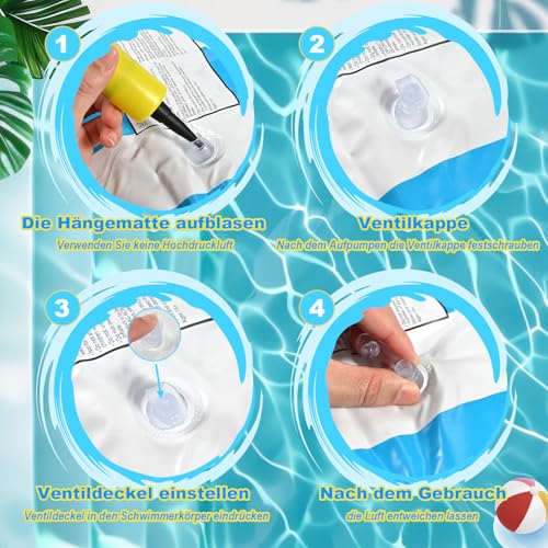 GOLDGE Pack of 2 Air Mattress Pool Inflatable Water Hammock, 4-in-1 Water Hammock with Net Water Swimming Mat Hammock Pool Lounge Floaties, Water Toy for Adults