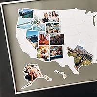 USA Photo Map - 50 States Travel Map - Fits 24 x 36 in Frames - Made from Flexible Plastic