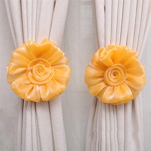 Gaddrt® 1Pair Cotton Rose Flower Window Curtain Tieback Buckle Clamp Hook Fastener Decor (C)