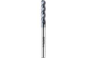 ZahyoX 4 Flutes TiAlN Coated Ball Nose End Mill, Solid Carbide Upcut Spiral CNC Router Bit, 1/4" Diameter, 1/8" Radius, 1/4" Shank, 1-1/8" Cutting Length, 3" Overall Length, CNC Cutter Milling Tool