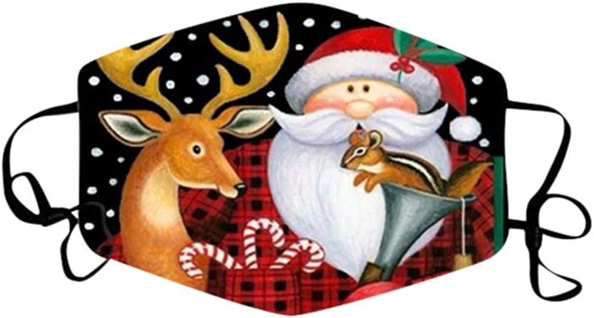 WooCo Christmas Print Face_Masks, Santa Claus, Mouth Cover Reusable Washable, Protection Balaclava at  Men’s Clothing store