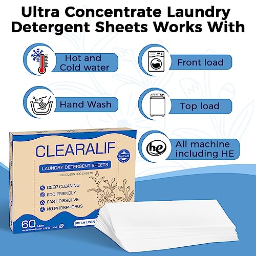 CROS Laundry Detergent Sheets Eco Washing Strips Fresh Linen Scent