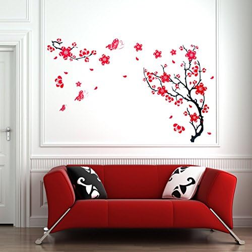 Red Plum Blossom Wall Sticker Removable Art DIY Home Decor