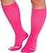 LISH Plain Jane Wide Calf Compression Socks - Graduated 15-25 mmHg Knee High Plus Size Support Stockings (Hot Pink, M/L)