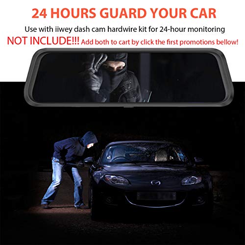 Front and Rear View Mirror Dash Cam, 1080P 170° Wide Angle Front Camera and 720P 140°Wide Angle Streaming Rear Camera, 10inch IPS Dashcam Touch Screen, Backup Camera with Night Vision, G-Sensor - Thumbnail 5
