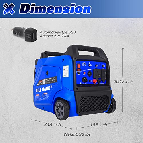BILT HARD Generator 5500 Watt, Quiet Inverter Generator Portable With Electric Start, 120V NEMA