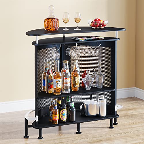 Tribesigns Bar Unit, 4 Tiers Home Bar Table with Storage and Stemware