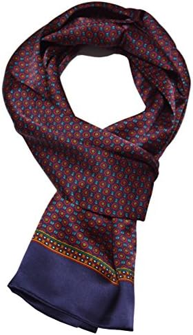 Ellettee, Ring BlueRed 63" x 11" Man's 100 Pure silk scarf wrap Accessory gift