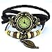 6 Pcs Lot Wholesale Vintage Wrap Around Women's Bead Leaf Bracelet Quartz Watch LOTW047