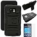 MINITURTLE, Rugged Hybrid Dual Layer Armor Phone Case Cover with Built in Kickstand, Swiveling Holster Belt Clip, and Clear Screen Protector Film for Android Smartphone Samsung Galaxy S2 II Attain SGH-I777 AT&T / Prepaid Straight Talk SGH-S959G (Black)