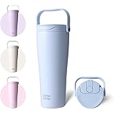 BOTTLE BOTTLE Insulated Tumbler with Handle & Straw Lid, 30oz Stainless Steel Leak-Proof Water Bottle for Hot & Cold Drinks, Add Ice Without Unscrewing, BPA-Free for Travel, Sports, Office(Blue)
