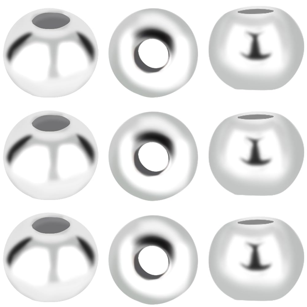 Beebeecraft 1 Box 40Pcs 2mm Round Spacer Beads Sterling Silver Loose Beads Small Hole Spacer Beads Finding for DIY Bracelet Necklace Jewellery Making Craft