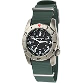 BERTUCCI&reg; 40 mm Titanium Field Watch - A-2TR Field Pro&trade; - Black dial, Vintage Drab Italian Rubber NATO Band - 12131
