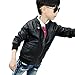 Elife Boy's Trendy Stand-Collar PU Leather Spring Moto Jacket Black