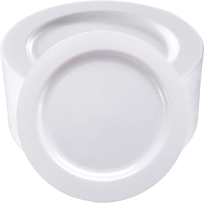 IOOOOO 50 Pieces White Plastic Dessert Plates, 7.5 inch