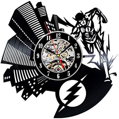 Meet Beauty Ding The Flash Theme Creative Vinyl Record Wall Clock 12" Black Round- Handmade- Unique gift for Christmas