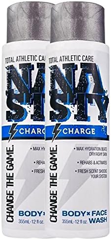 NASTY Charge Moisturizing Body Wash for Men & Women with Caffeine, 12 ounce (Pack of 2)