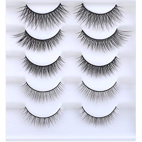 Pengxian New Material 5 Pairs of Non-Magnetic False Eyelashes Set Liquid Magnetic Eyeliner For Use with Magnetic False Lashes Pen with Special Iron Tweezers/Magnetic Eyeliner Look-No Glue Needed