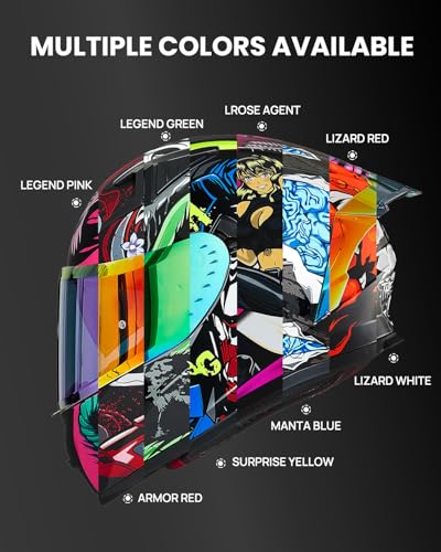 ILM Full Face Motorcycle Helmet for Men and Women – Motorcycle Helmet with 2 Visors Compatible with Pinlock Transparent and Coloured – Motocross Street Bike Helmet ECE Model Z501, Armor Red, M