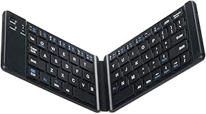 Portable Bluetooth Folding Keyboard for iPad, Mini Keyboard, Wireless Keyboard Compatible for Tablets, Mini Bluetooth Keyboard for Traveling and Business, Black